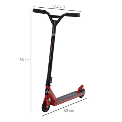 HOMCOM Teens Lightweight Steel Stunt Scooter Red
