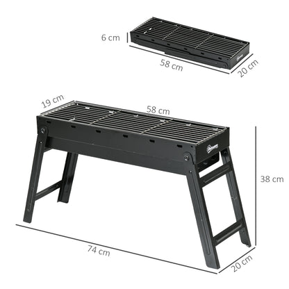 Outsunny Foldable Charcoal Grill - Black