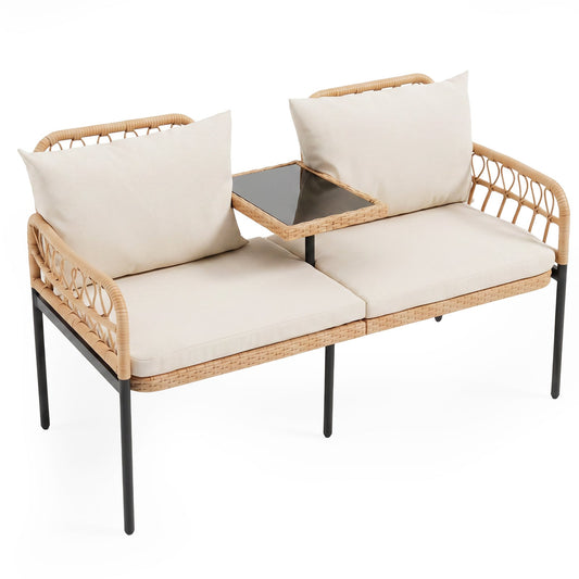Rattan Jack and Jill Seat in Beige