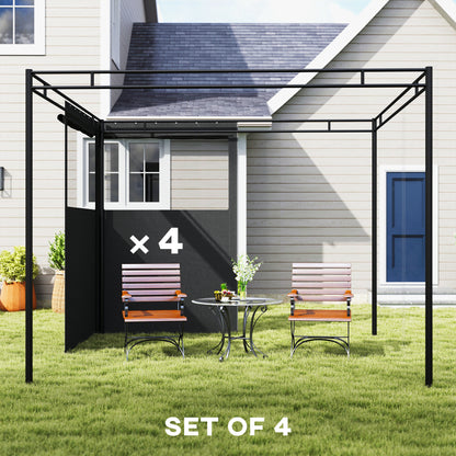 Outsunny 4 Pack Replacement Gazebo Curtains Privacy Panel for Most 3 x 3 m Gazebo, Outdoor Shelter Sidewalls, Dark Grey