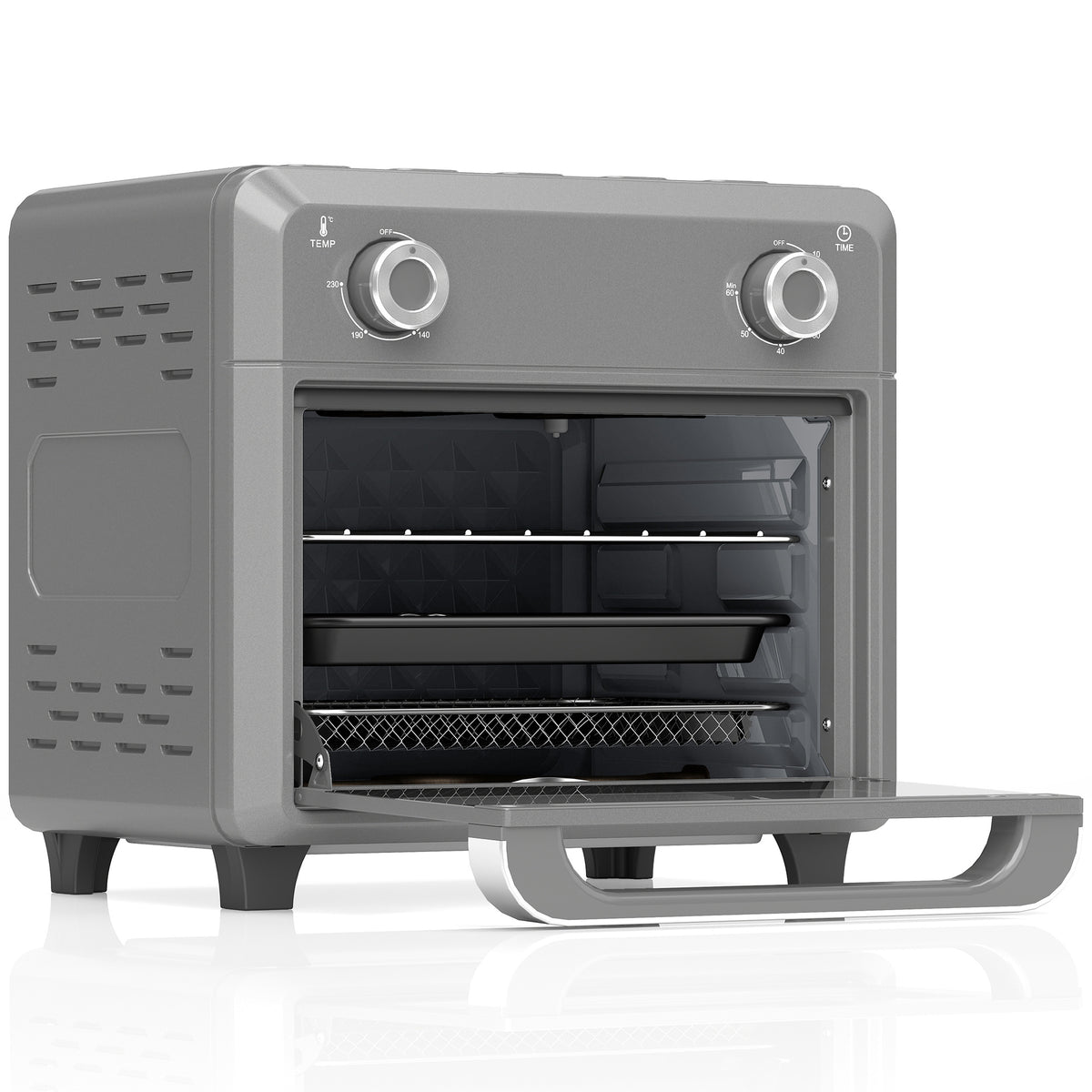 HOMCOM 10L Air Fryer Oven, Mini Oven, Grill, Roast, Bake, with Adjustable Temperature, Timer, 1000W, Grey