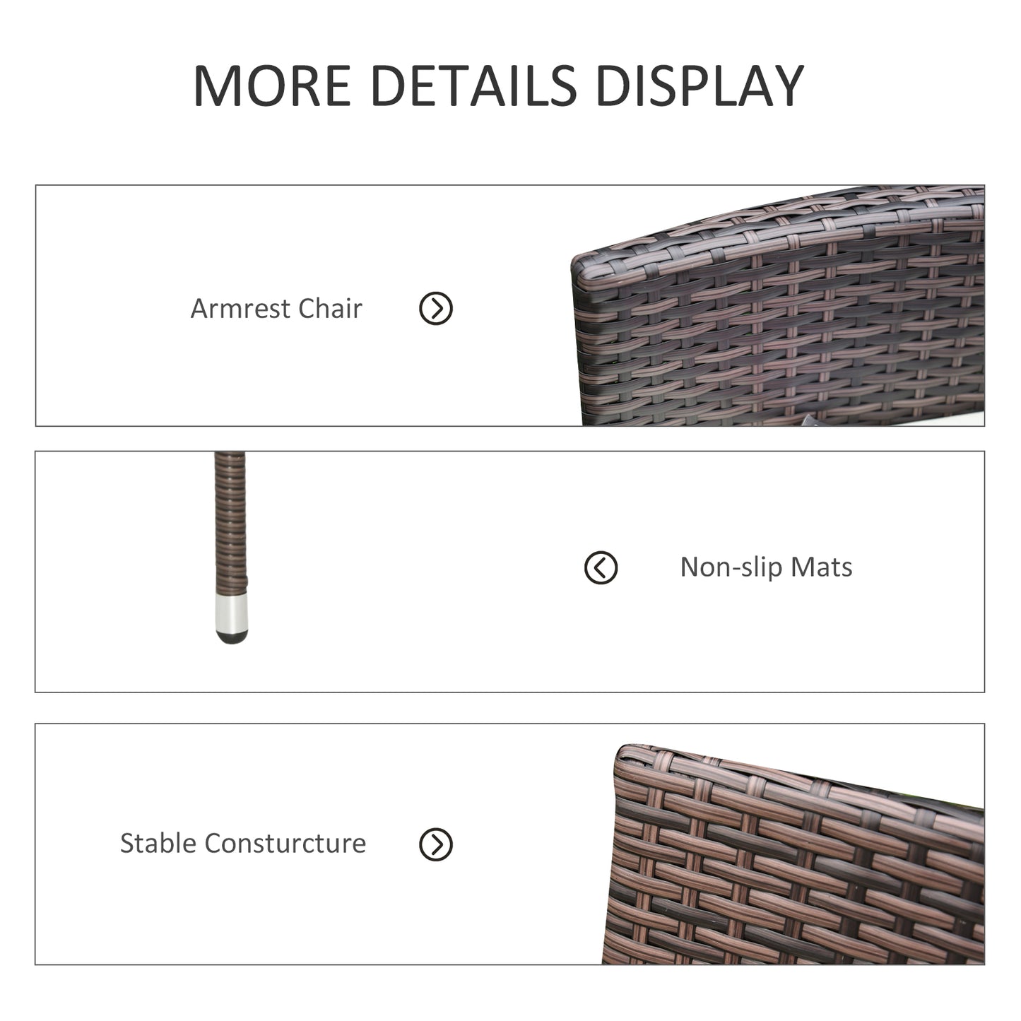 Outsunny 2 PC Outdoor Rattan Fotel Jadalniany Krzesło Ogrodowe Meble Patio Z Podłokietnikami Poduszki Mieszany Brąz