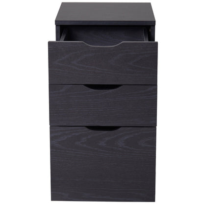 3-Drawer File Cabinet Under Desk Office Storage Cabinet A4/Letter/Binders Movable W/ Slide Wheels Black Oak Color