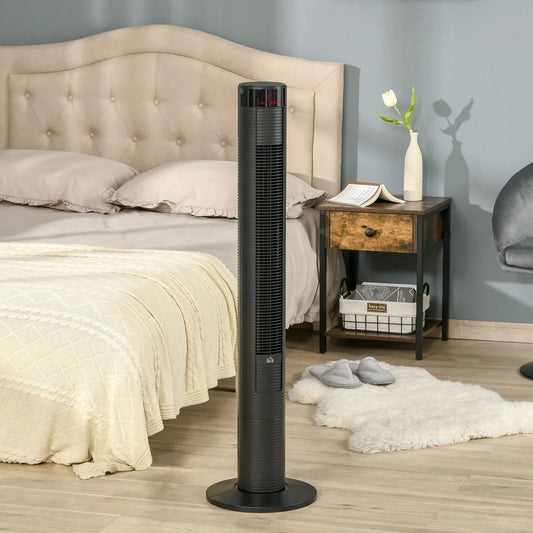 46" Tower Fan with Remote Control 3 Speeds & 4 Modes - Black