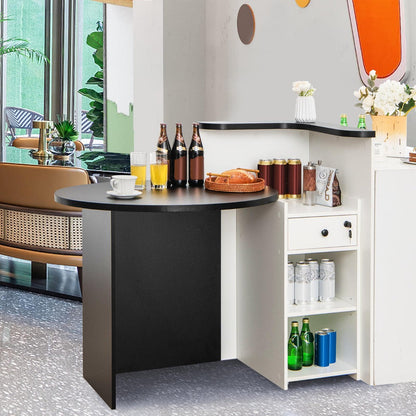Reception Desk with Lockable Drawer and Adjustable Shelf for Office-Black