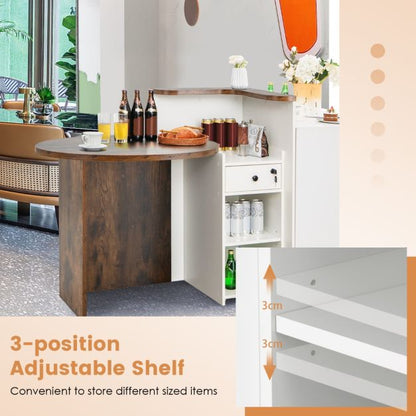 Reception Desk with Lockable Drawer and Adjustable Shelf for Office-Rustic Brown