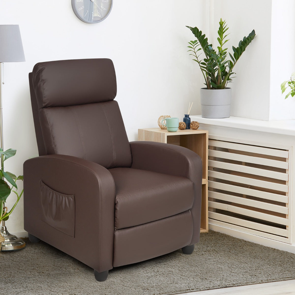 Recliner Armchair with Reclining Function and Adjustable Leg Rest-Coffee