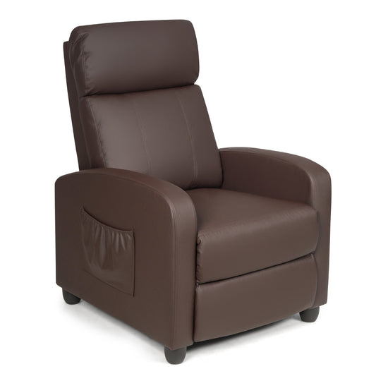 Recliner Armchair with Reclining Function and Adjustable Leg Rest-Coffee