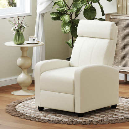 Recliner Armchair with Reclining Function and Adjustable Leg Rest-White