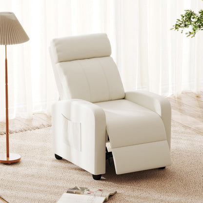 Recliner Armchair with Reclining Function and Adjustable Leg Rest-White