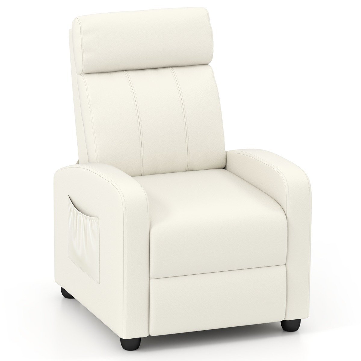 Recliner Armchair with Reclining Function and Adjustable Leg Rest-White