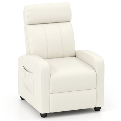 Recliner Armchair with Reclining Function and Adjustable Leg Rest-White