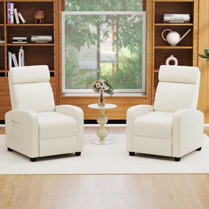 Recliner Armchair with Reclining Function and Adjustable Leg Rest-White