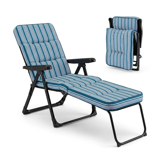 Reclining Relaxer Chair with Thick Padded Cushion in Blue