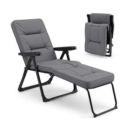 Reclining Relaxer Chair with Thick Padded Cushion in Grey
