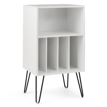 Record Player Stand 3-Tier Turntable Stand with Charging Station Vinyl Record Storage Table-White