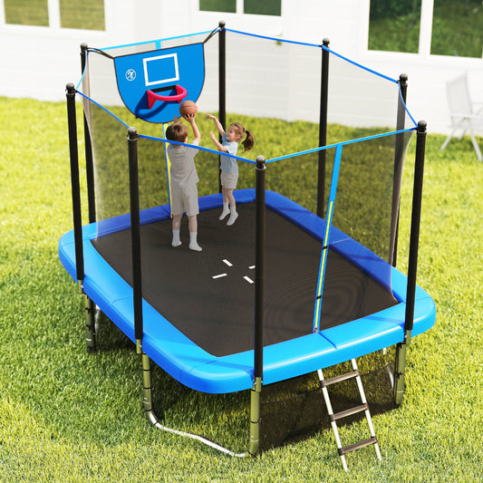 Rectangle Outdoor Trampoline 317 x 255 cm Backyard Trampoline-Blue
