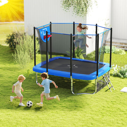 Rectangle Outdoor Trampoline 317 x 255 cm Backyard Trampoline-Blue