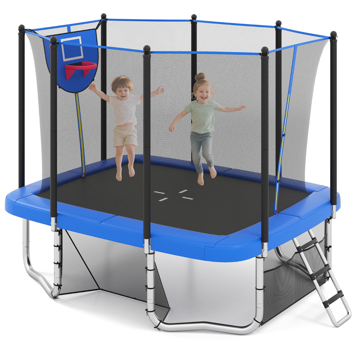 Rectangle Outdoor Trampoline 317 x 255 cm Backyard Trampoline-Blue