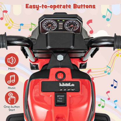 6V Kids Ride-on Motorcycle with 2-wheel/3-wheel Conversion &amp; Detachable Training Wheels-Red