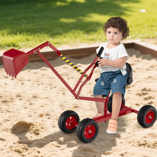 Sand Digger for Kids, Sandbox Toy Digger Outdoor Construction Excavator for 3+ Years Old Boys and Girls-Red