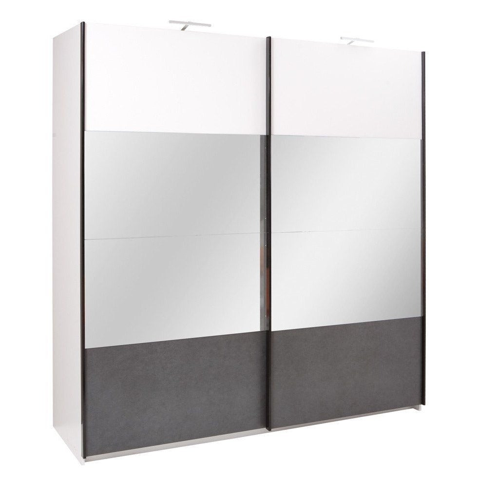 Rafa 2-Door Mirrored Sliding Wardrobe - White or Walnut