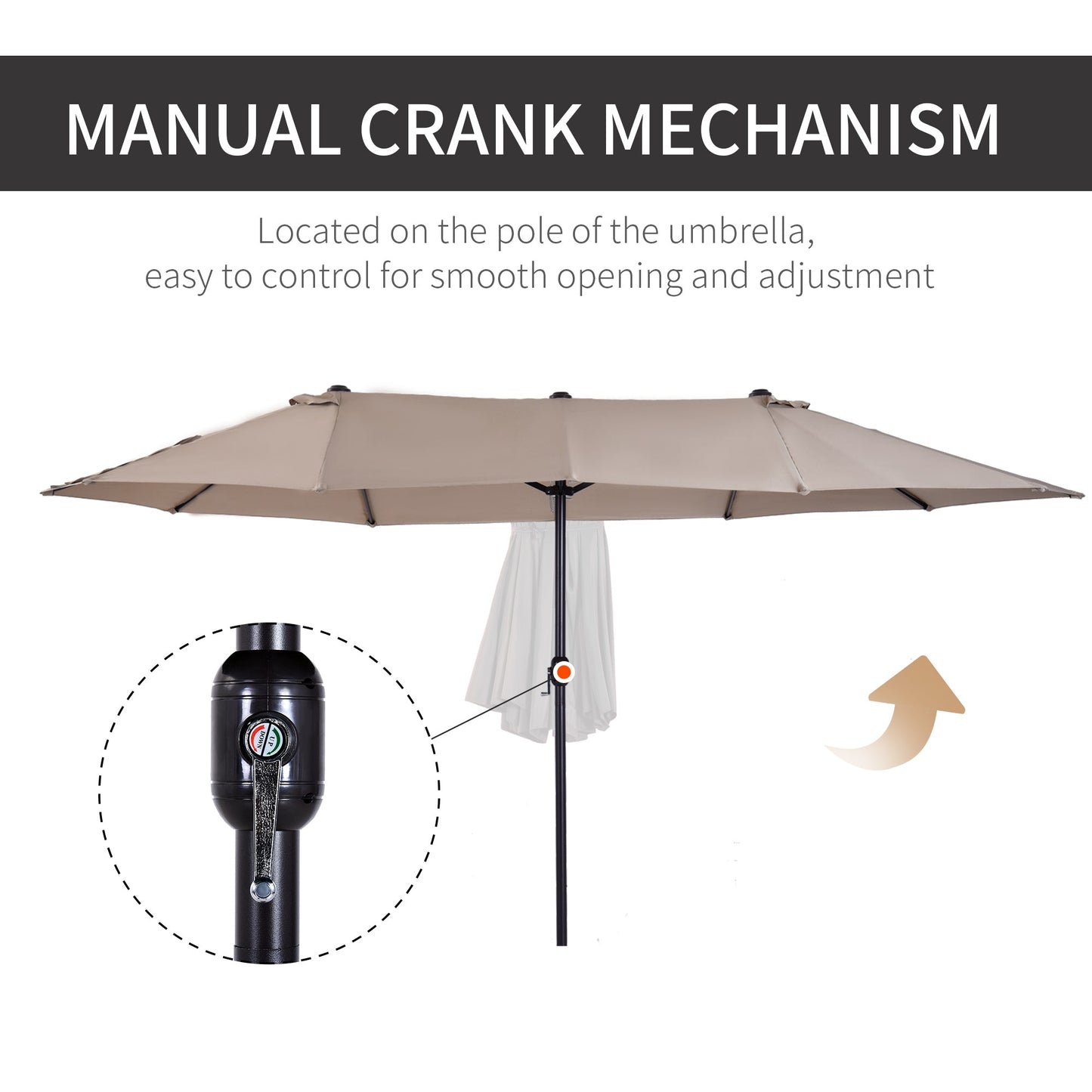Outsunny 4.6m Double-Sided Patio Parasol Sun Umbrella-Tan