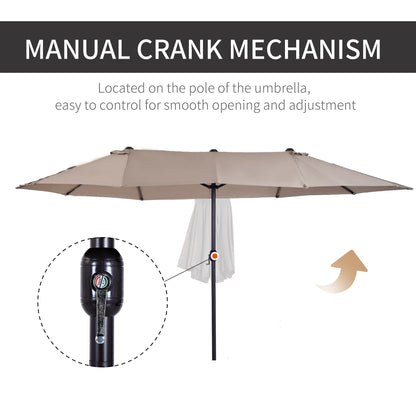 Outsunny 4.6m Double-Sided Patio Parasol Sun Umbrella-Tan