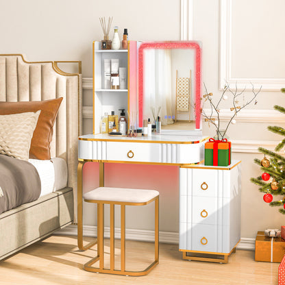 RGB LED Vanity Set with Mirror and Lights-White