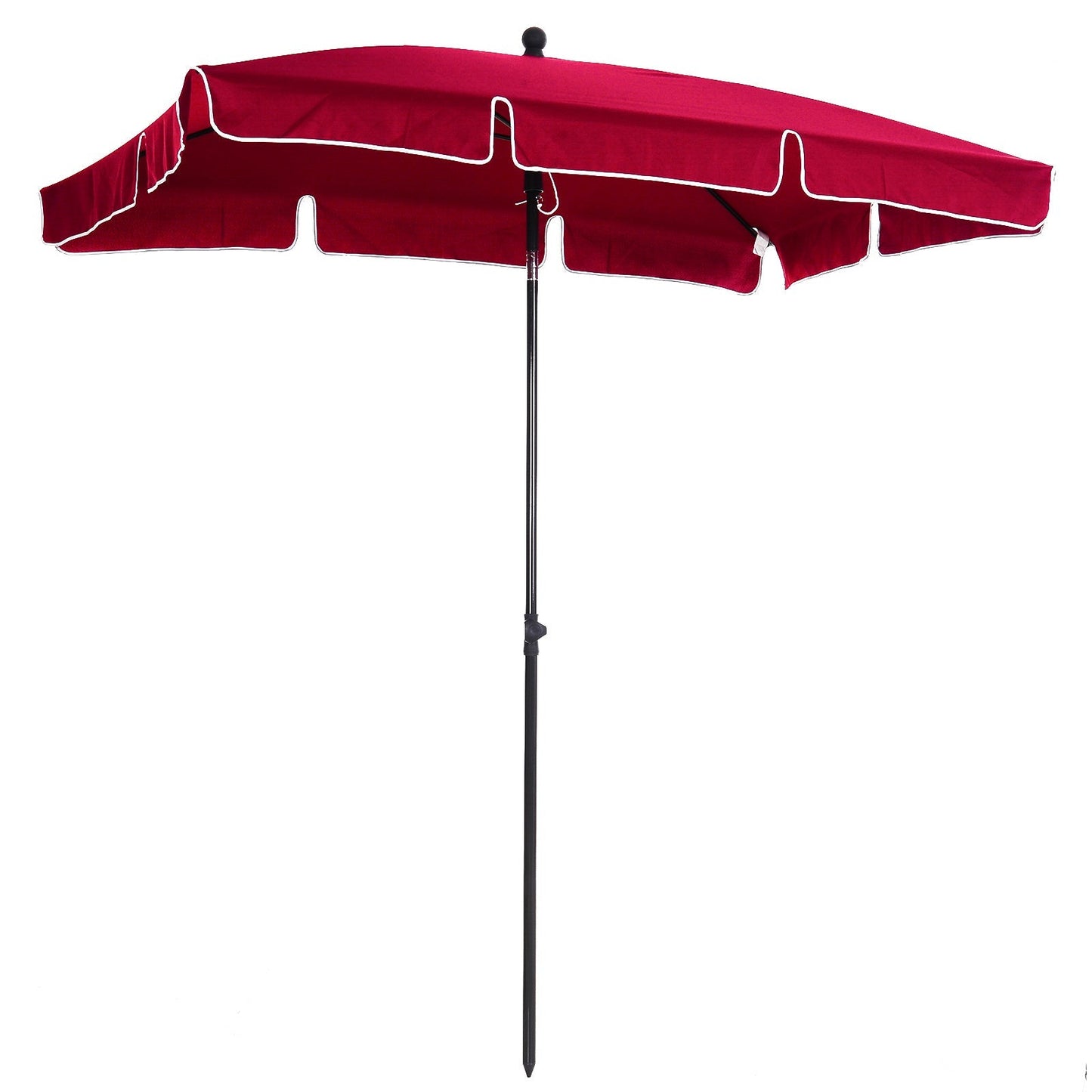 Outsunny Red Rectangular Garden Parasol Aluminium Sun Umbrella Patio Garden Tilt 2M x 1.25M