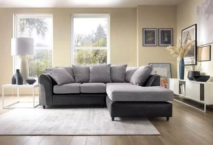 Narożna sofa Spencer Cord Fabric - prawe ramię, czarna