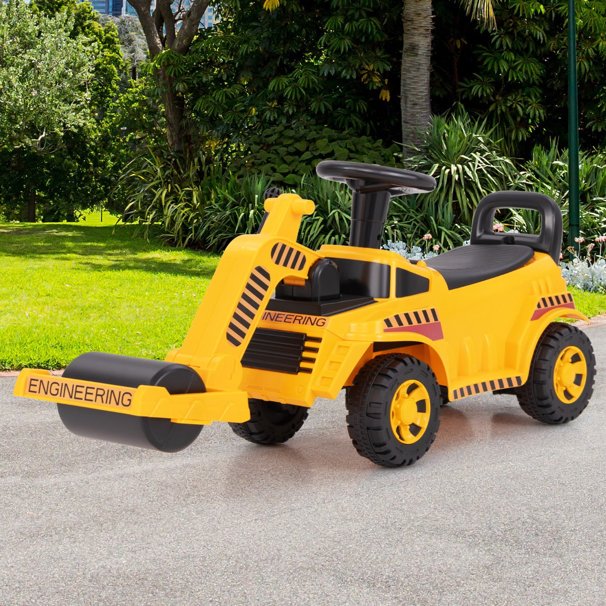 Ride on Road Roller Toddler Ride on Car with Adjustable Roller-Yellow