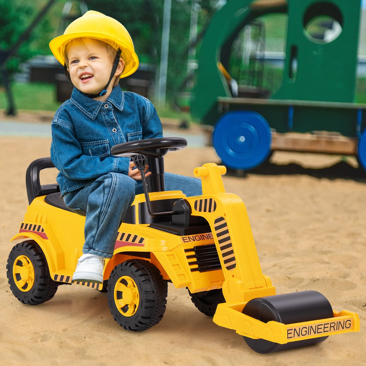 Ride on Road Roller Toddler Ride on Car with Adjustable Roller-Yellow