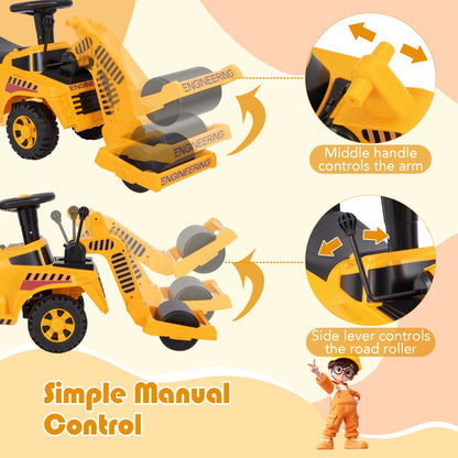 Ride on Road Roller Toddler Ride on Car with Adjustable Roller-Yellow