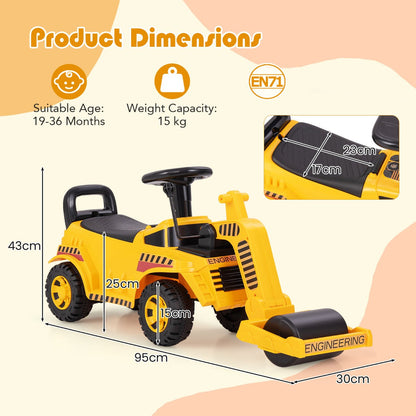 Ride on Road Roller Toddler Ride on Car with Adjustable Roller-Yellow