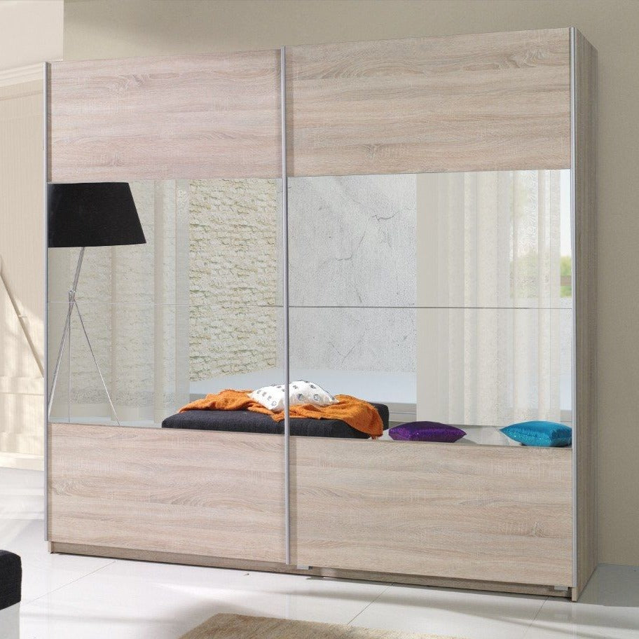 Tempest-I 2-Door Mirrored Sliding Wardrobe 225cm - White, Wenge, Oak or Plum Wallis