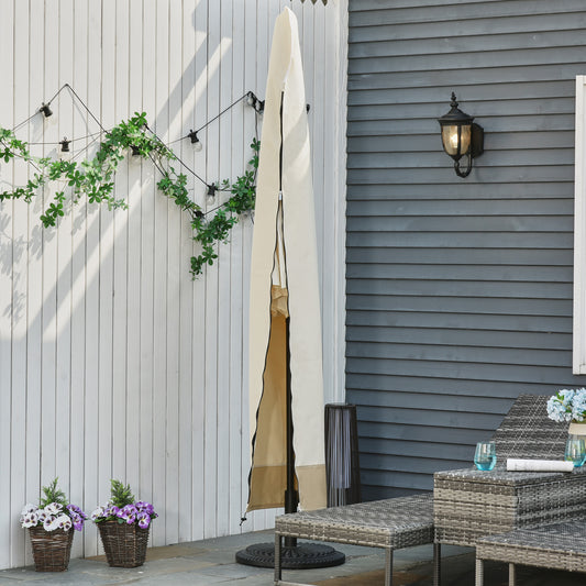 Outsunny Parasol Cover, 600D Oxford Cantilever Umbrella Cover Fit for 2-4m Parasol, Banana Umbrella Protector with Zipper for Outdoor Garden, Patio, White