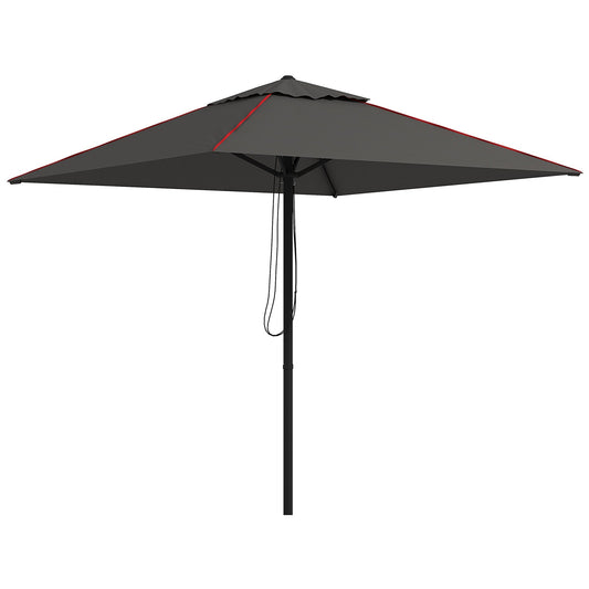 Parasol ogrodowy Outsunny 215 cm z baldachimem w kształcie kwadratu, z kontrastową lamówką - szary/czerwony