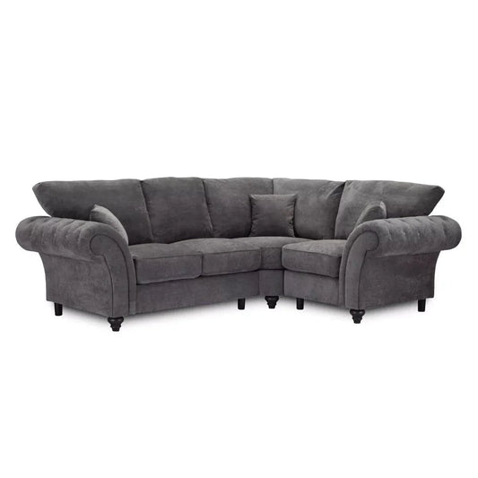 Windsor High Back Fabric Corner Sofa Suite - Dark Grey or Stone