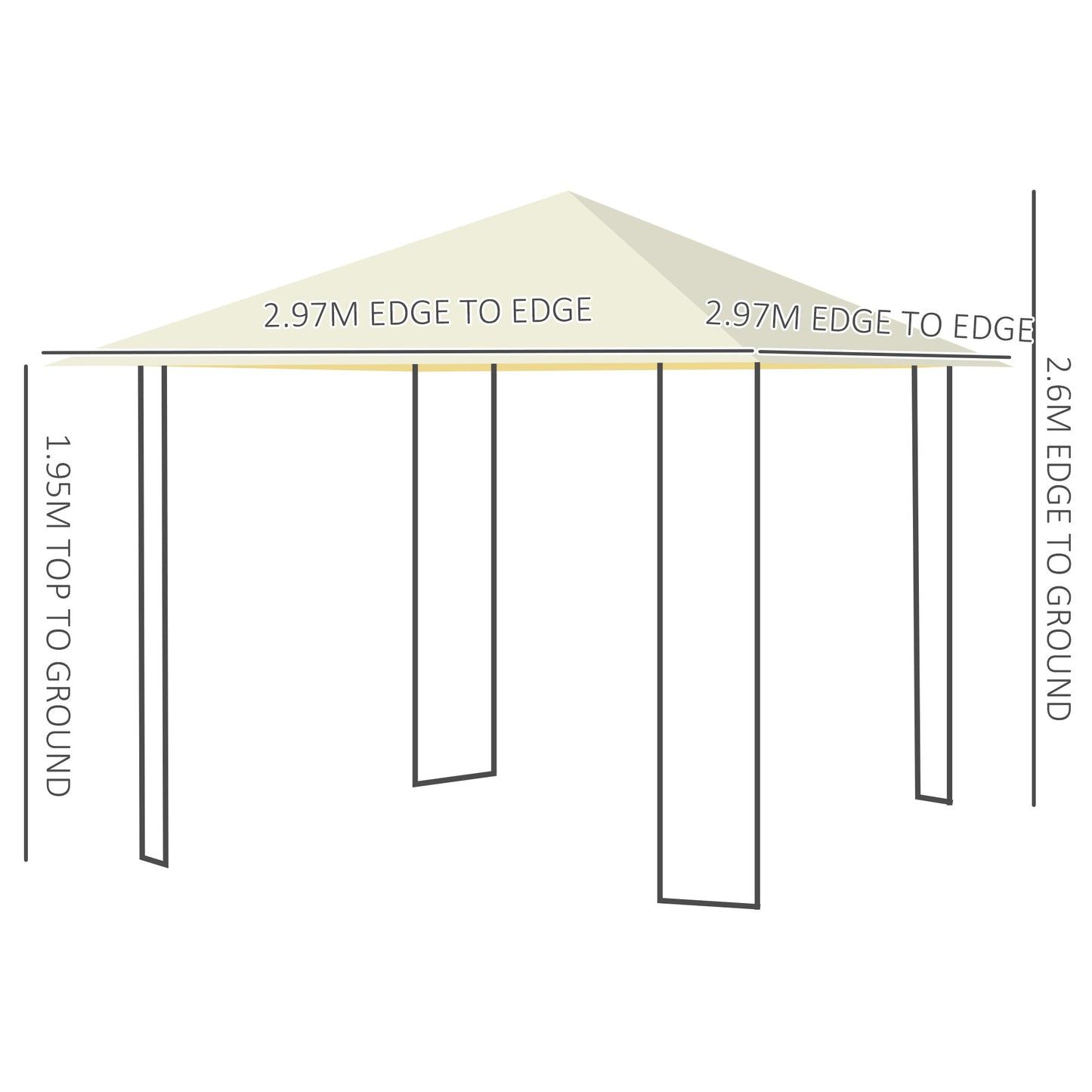 Outsunny 3 x 3 metry Patio Garden Metal Gazebo Marquee Stalowa rama z baldachimem Markiza Namiot Wodoodporny Kremowy