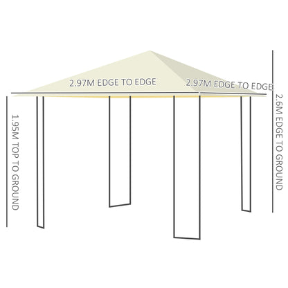 Outsunny 3 x 3 metry Patio Garden Metal Gazebo Marquee Stalowa rama z baldachimem Markiza Namiot Wodoodporny Kremowy