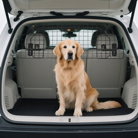 PawHut Dog Guard للسيارات قابل للتعديل حاجز التمهيد شبكة معدنية مسند الرأس للحيوانات الأليفة، 90-120W x 40.5H سم