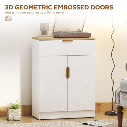 HOMCOM Sideboard Storage Cabinet, Modern Storage Cupboard with Drawer and Adjustable Shelf for Living Room, Kitchen, Dining Room, Entryway, White