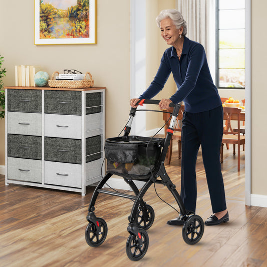 Rollator Walkers Lightweight Foldable Rolling Walker with Tray for Seniors-Black