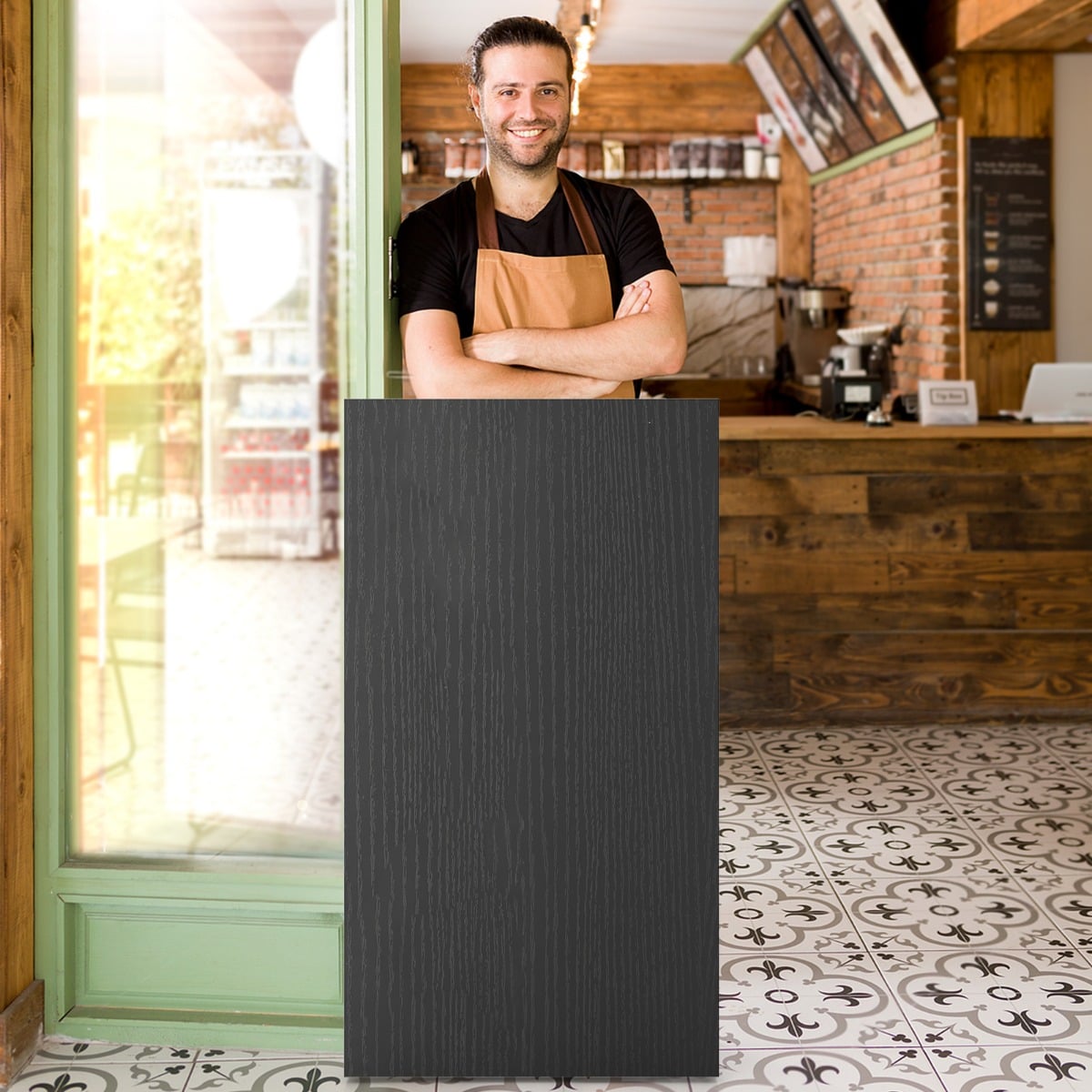 Rolling Lectern Stand with 2 Storage Shelves and 4 Universal Casters-Black