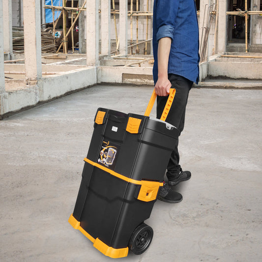 Rolling Stackable Toolbox with Detachable Storage Chest