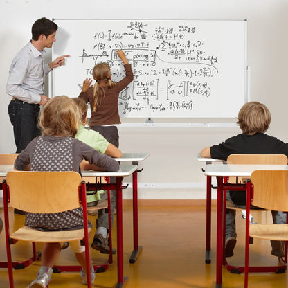 Rolling Whiteboard on Wheels with Stand and Aluminum Alloy Frame-White