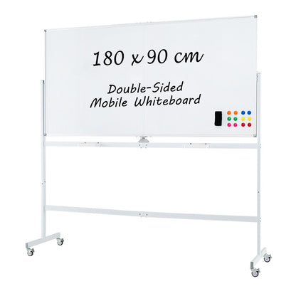 Rolling Whiteboard on Wheels with Stand and Aluminum Alloy Frame-White