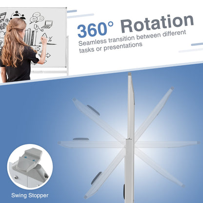 Rolling Whiteboard on Wheels with Stand and Aluminum Alloy Frame-White