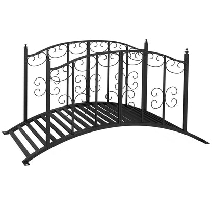 Outsunny 1.2M Metal Decorative Scrollwork Arch Garden Bridge, Black